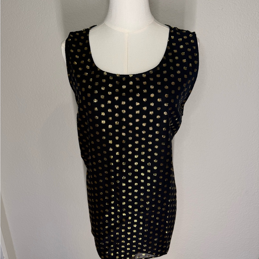 Black and Gold Polka Dot Sleeveless Top